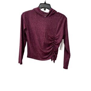 New Zella Size Girl's S (7/8) Soft Hoodie Shirt cinch ribbon front Stretchy